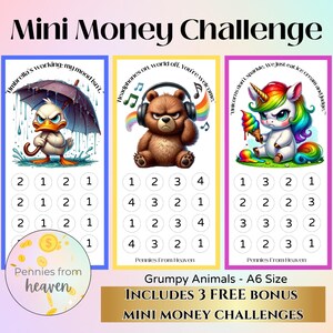 Grumpy Animals Mini Money Challenge, A6 Binder Insert, Mini Money Tracker, Mini Savings Challenge, Money Savings Challenge, Savings Bundle