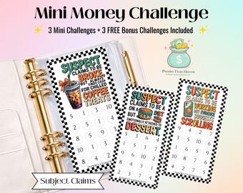Subject Claims Mini Money Challenge Printable Funny A6 Savings Challenge Cash Stuffing Budget Tracker Digital Download