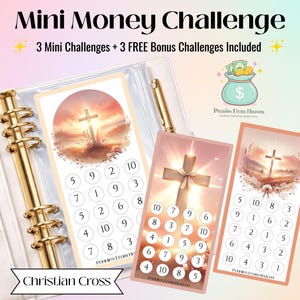 Christian Cross Mini Money Challenge Printable  A6 Savings Challenge Faith Based Budget Tracker Digital Download