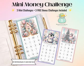 Christmas Mini Money Challenge Printable, A6 Savings Tracker, Holiday Budget Envelope Insert Digital Download Minimal Savings Challenge