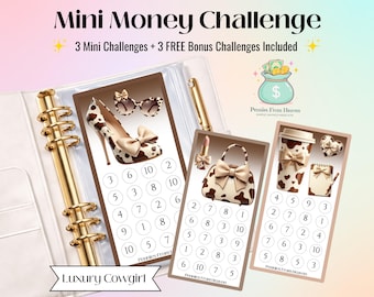 Luxury Cowgirl Mini Money Challenge A6 Size Printable Saving Tracker Budget Binder Insert Digital Download Savings Challenge Shopping Saving