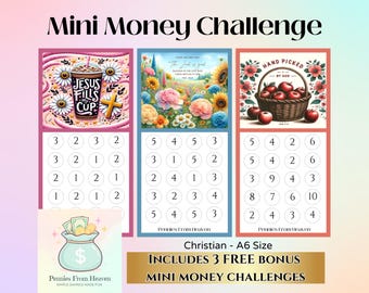 Christian Mini Money Challenge, A6 Printable Savings Tracker, Faith Budget Game, Bible Verse Envelope Challenge, Mini Savings Challenge, PNG