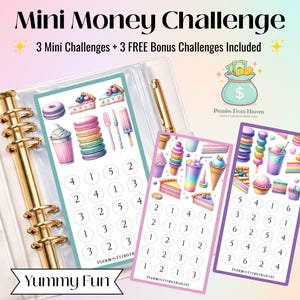 Mini défi financier amusant et délicieux format A6, suivi des économies imprimable, desserts sucrés, jeu économique, défi farce en espèces, téléchargement numérique