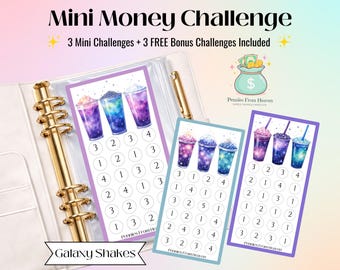 Galaxy Shakes Mini Money Challenge Printable, A6 Savings Tracker, Cute Budget Envelope Insert, Digital Download, Mini Savings Challenge
