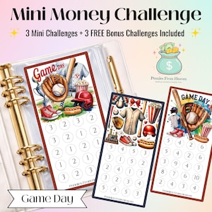 Mini desafío monetario de béisbol (PNG) tamaño A6, imprimible, rastreador de ahorros, insertos para carpeta de presupuesto, descarga digital, desafío de ahorros