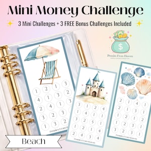 Beach Mini Money Challenge, A6 Printable Savings Tracker, Beach Budget Game, Sand and Sun Envelope Challenge, Mini Savings Challenge, PNG