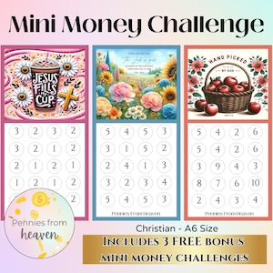 Christian Mini Money Challenge, A6 Printable Savings Tracker, Faith Budget Game, Bible Verse Envelope Challenge, Mini Savings Challenge, PNG
