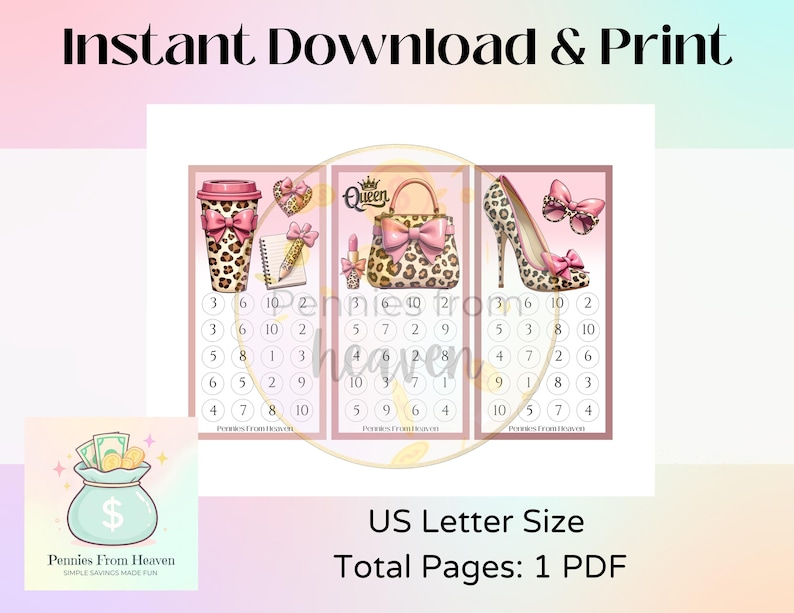 Queen Mini Money Challenge A6 Size Printable Savings Tracker Budget Binder Inserts Digital Download Savings Challenge Shopping Savings image 4