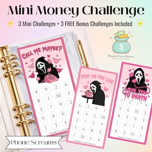 Halloween Mini Money Challenge A6 Size Printable Savings Tracker Budget Binder Inserts Digital Download Savings Challenge Scream