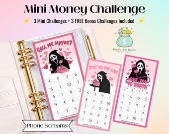 Halloween Mini Money Challenge A6 Size Printable Savings Tracker Budget Binder Inserts Digital Download Savings Challenge Scream
