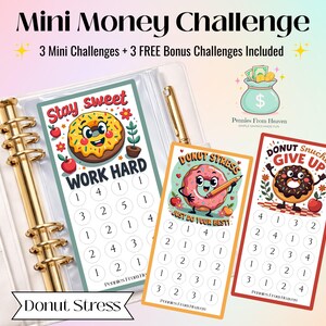 Donut Stress Mini Money Challenge Printable, A6 Savings Tracker, Fun Budget Envelope Insert, Digital Download, Mini Savings Challenge