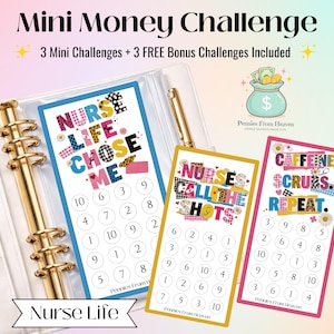 Nurse Life Mini Savings Challenge Printable A6 Cash Envelope Tracker Nurse Budget Money Challenge Cash Stuffing Budgeting