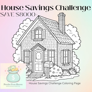 Save 8000 House Savings Challenge Printable House Coloring Savings Tracker Budget Money Savings Goal Sheet Cash Stuffing Digital Download