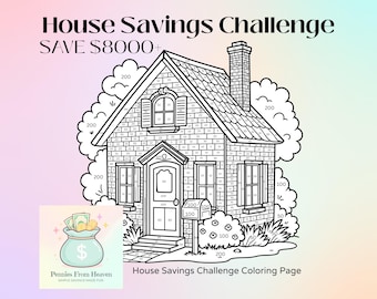 Save 8000 House Savings Challenge Printable House Coloring Savings Tracker Budget Money Savings Goal Sheet Cash Stuffing Digital Download