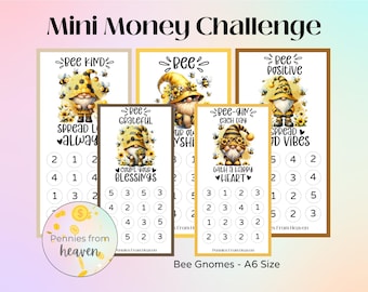 Bee Gnomes Mini Money Challenge, A6 Binder Insert, Savings Challenge, Money Savings Challenge, Instant Download, Savings Bundle Motivational