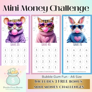 Bubble Gum Fun Mini Money Challenge, Mini Savings Challenge, A6, Mini Money Tracker, Money Savings Challenge, Savings Bundle, Bubble png