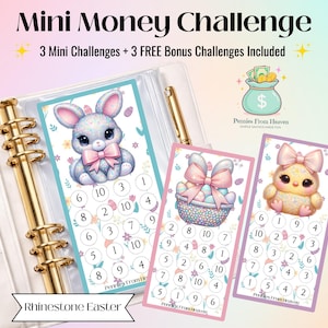 Rhinestone Easter Mini Money Challenge Printable  A6 Savings Challenge  Cute Bunny Chick Budget Tracker  Digital Download