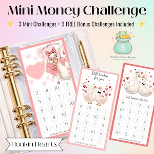 Honkin Hearts Mini Savings Challenge Printable Wedding Goose Money Challenge A6 Cash Envelope Tracker Cash Stuffing