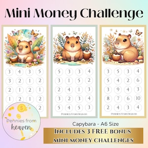Cute Capybara Mini Money Challenge, Mini Savings Challenge, A6 Insert, Mini Money Tracker, Money Savings, Savings Bundle, tropical vibes