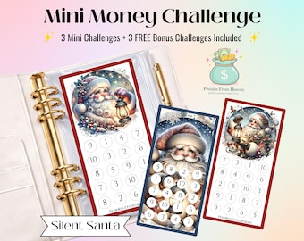 Christmas Mini Money Challenge Printable A6 Savings Tracker Budget Envelope Insert Digital Download Mini Savings Challenge Silent Santa PNG