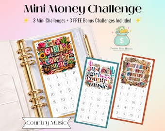 Country Music Mini Savings Challenge Printable A6 Cash Envelope Tracker Western Cowgirl Money Challenge Concert Savings Cash Stuffing Budget