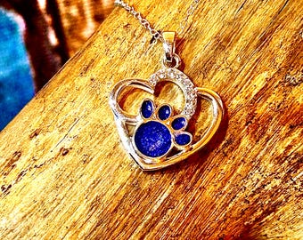 Sterling Silver Pet Ash/Hair Paw Necklace