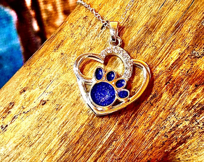 Sterling Silver Pet Ash/Hair Paw Necklace