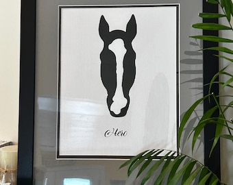 Custom Horse Silhouette, Pet Portrait, Custom Art, Horse Wall Art, Custom From Photo, Horse Home Decor, Personalized Gift, Horse Gift