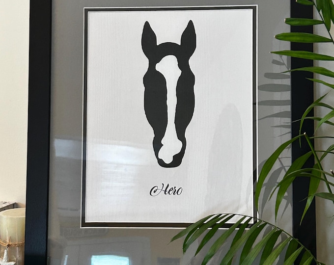 Custom Horse Silhouette, Pet Portrait, Custom Art, Horse Wall Art, Custom From Photo, Horse Home Decor, Personalized Gift, Horse Gift