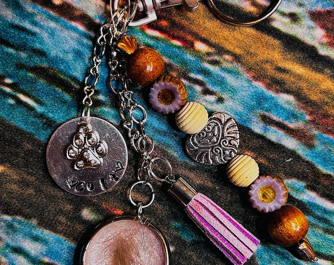 Personalized Pet Hair/Ash Keychain (Violets)