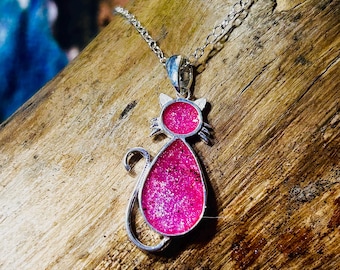 Sterling Silver Pet Ash/hair Cat Necklace