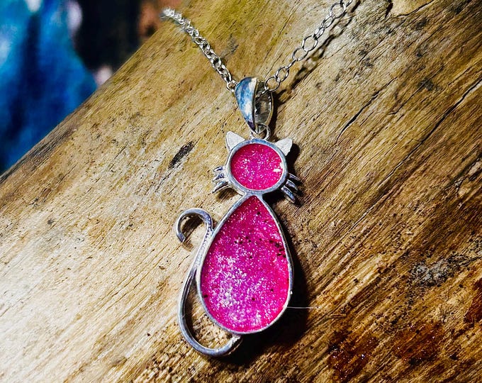 Sterling Silver Pet Ash/hair Cat Necklace