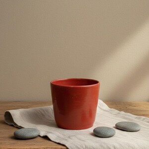 Handmade Ceramic Cup UK · Stoneware Mug · Coffee Cup · Scandinavian Style Rust Red