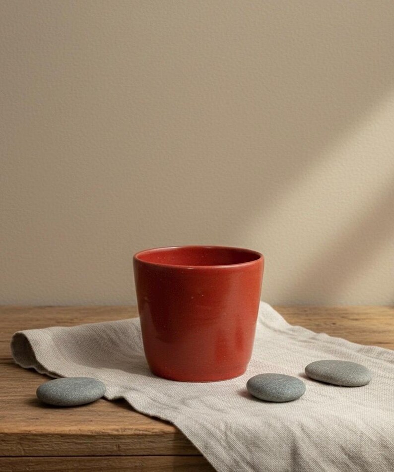 Handmade Ceramic Cup UK · Stoneware Mug · Coffee Cup · Scandinavian Style Rust Red