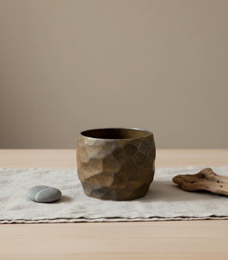 Handmade Ceramic Cup UK · Stoneware Mug · Coffee Cup · Scandinavian Style Deep Golden Brown