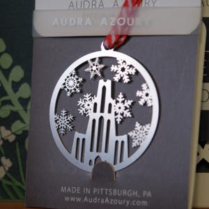 Pittsburgh Christmas Ornament | Cathedral with Snowflakes
