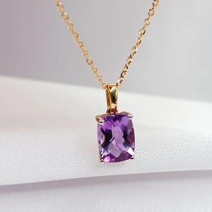 14K Gold Amethyst Pendant Necklace: Handmade Fine Jewelry, NatalyJewelryGRStore