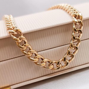 14K Solid Yellow Gold Gourmet Link Chain Bracelet.