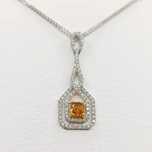 18K Solid White Gold Pendant With Diamonds.