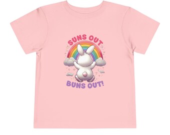 Kleinkind Häschen Tshirt, Kinder T-Shirt, Kinder Grafik Shirt, verspielte Tier Top, süßes Sommer Outfit, Suns Out Buns Out