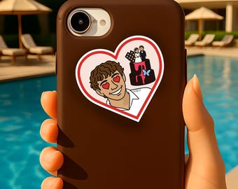 Jeremiah Fisher Heart Wedding Cake Sticker, The Summer I Turned Pretty Sticker, Chocolate Cake with Mirror Glaze Sticker