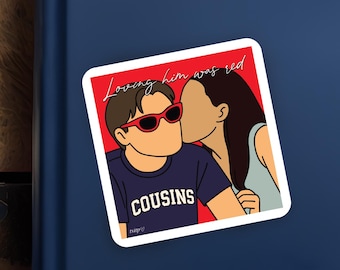 Loving Him Was Red Sticker, The Summer I Turned Pretty Inspired Square Sticker, Conrad in Red Sunglasses with Belly, Team Conrad Sticker
