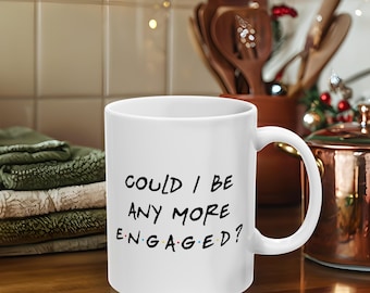Friends Themed Ceramic Mug, Personalized Engagement Gift, Bride and Groom Coffee Cup, Wedding Present, Custom Couple Name Tea Mug, TV Show