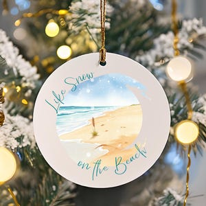 Taylor Inspired Like Snow on the Beach Ceramic Christmas Ornament, Coastal Christmas Decor, Dreamy Winter Beach Ornament, Holiday Gift