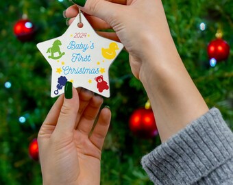 Personalized Baby's First Christmas, Ceramic Ornament, Tree Ornament, Personalized Gift, Holiday Decor, Keepsake, Custom Name Ornament