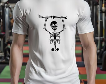 Skeleton Leg Lift Halloween Shirt, Halloween Workout Shirt, Halloween Fitness Shirt, Funny Gym Workout Tee, Unisex Fitness T-Shirt