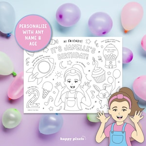 Personalized Ms. Rachel Inspired Printable Coloring Page Placemat, Custom Digital Activity Sheet Kids Birthday Party Favor Miss Overalls MSR