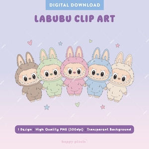 Labubu PNG Clipart Sublimation File, The Monsters La Bubu T-Shirt Design, Stickers, PNG Digital Download, Sublimation & Printing, LBB