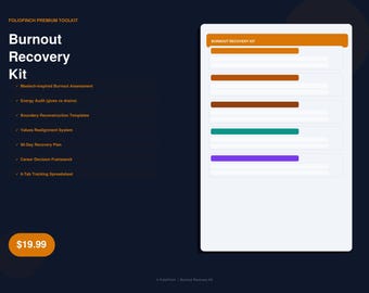 Burnout Recovery Kit: Assessment, Energy Audit, Boundaries, Values, Plan (Digital Download)