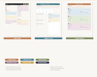Daily Productivity Planner Kit: Daily, Weekly, Goals (Digital Download)